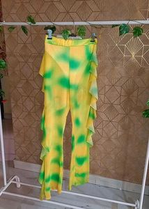 Rare Fluorescent shades mesh Ruffle Flare Pants
