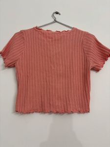 Cute Coral Ribbed Top