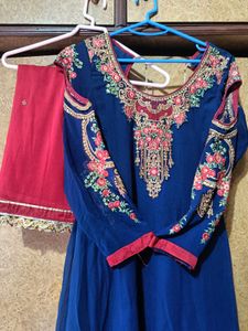 Ethnic Gown With Red Dupatta
