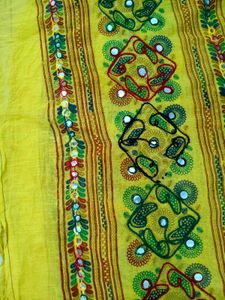 Vibrant Yellow Mirror Work Embroidered Dupatta