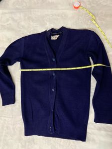 Navy Blue Button Down Sweater For Girls