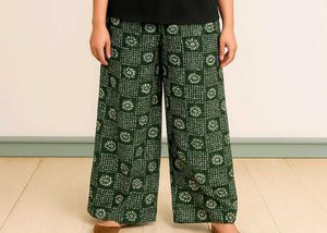 M-L Size Green Floral Wide Leg Plazo
