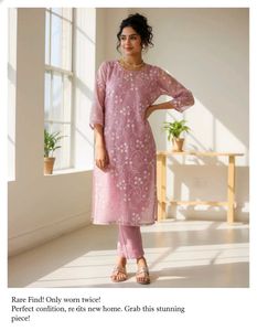 Lilac Full Embroidery Dress