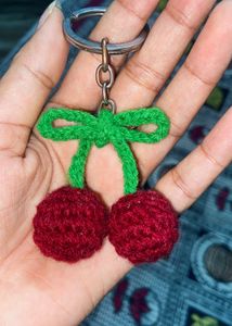 Handmade Crochet Cherry Keychain-Adorable &amp; Unique
