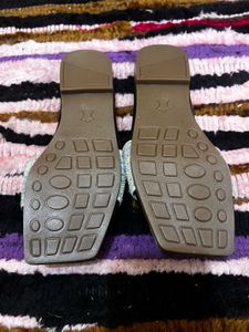 White Ruffle Detail Sandals