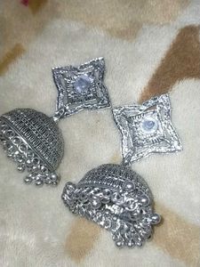 Silver Jhumka Earrings