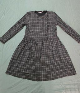 ZARA Wool Plaid Full Sleeve Mini Dress