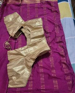Magenta Saree with Gold Blouse