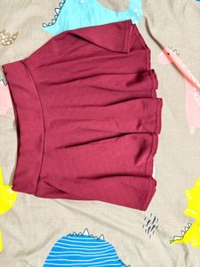 Maroon Skater Mini Skirt