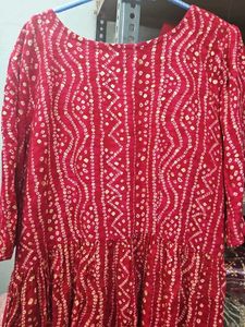Red Printed Kurta Xl Size