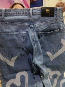 Heart Print Denim Jeans