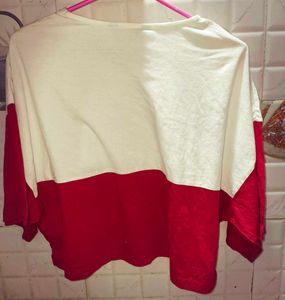 White And Red Crop Top