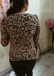 Leopard Print Net Top