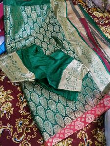 Cotton Silk Saree With Stitch Blouse