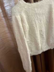 very Fluffy White Cropped Cardigan