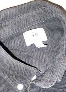H&amp;M Black Corduroy Button Down Shirt