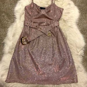 Glittery Prom Night Dress Wth Belt