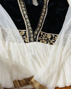 B/W Net Long Frock