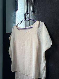 Cream Sheer Chiffon Minimalist Summer Blouse
