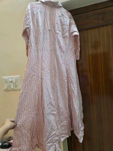 Striped Embroidered Shirt Dress