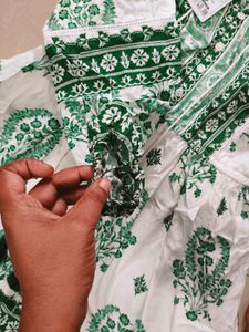 Green Floral Frock Dress