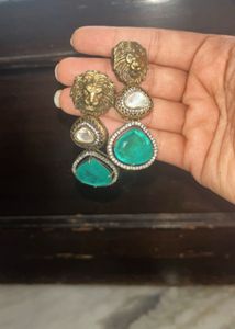 Emerald Lion Earrings