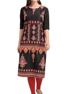 Elegant Black Floral Print Kurti
