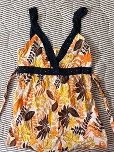 Floral Leaf Print Y2K Top