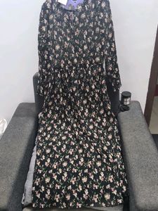 Floral Print A-line Transparent Dress wit...