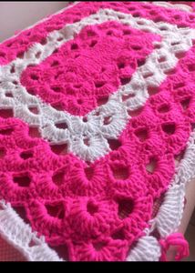 Pink & White Crochet Thalposh