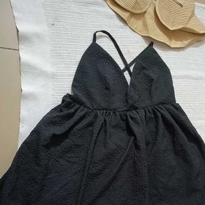 Baby doll flared sleeveless dress - Black / M