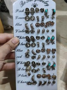 36 Pairs Of Oxidised Silver Tops For Women