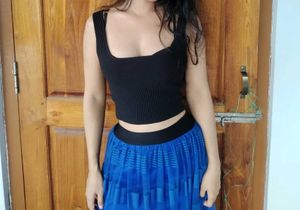 Black Ribbed Crop Tank Top