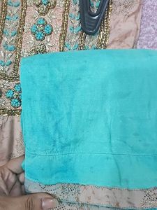 Koskii Peach Kurta With Contrasting Green Bottom