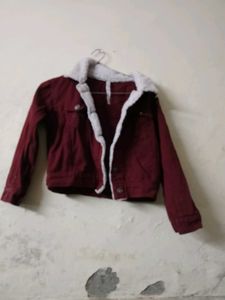Maroon Fur Collar Jacket