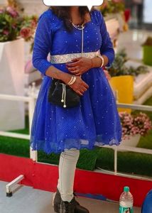 Royal Blue Dress with Silver Accents