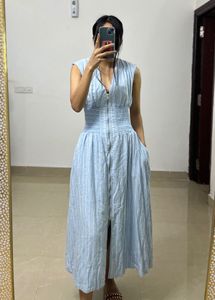 Tommie Cap Sleeves Smocked-Waist MIDI Dress