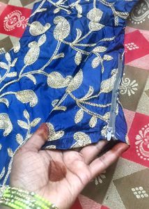 Blue Embroidered Blouse,L,13, K,28Crop Ki Length,