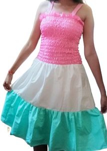 Stretchable Colour Block Cotton Dress