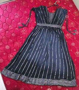 Black & Silver Embellished Maxi Dress