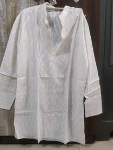 White Cotton Full Sleeves Kurta