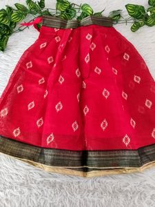 Red Printed Ethnic Skirt With Blouse ( Girls)