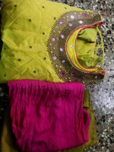 Top Dupatta Inner Long Gown Cotton Silk Mix