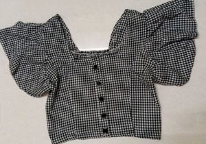 Gingham Puff Sleeve Top