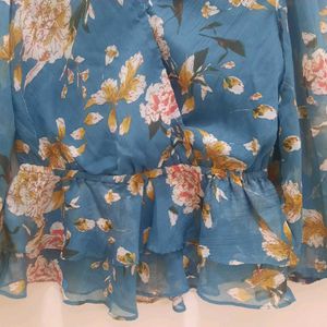 Floral Print Wrap Top