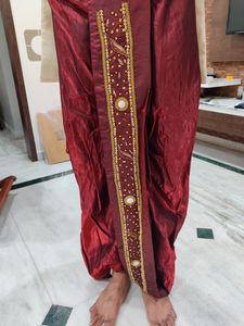 Men Sherwani Dhoti Stitched Set -Offwhite &amp; Maroon