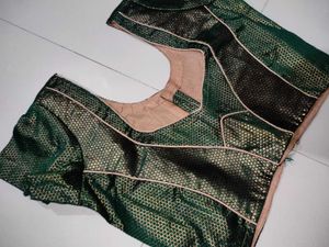 Green Brocade Readymade Saree Blouse