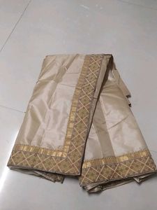 Elegant Cream & Gold Saree