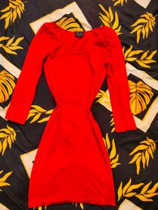 Red Long Sleeve Mini Dress