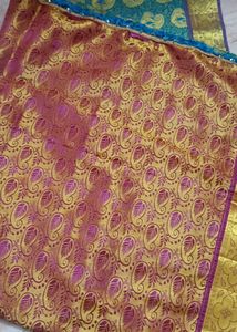 Teal &amp; Pink Paisley Pattern Saree